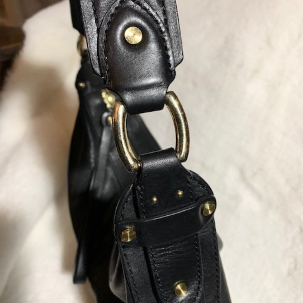 Cole Haan Black Leather Bag with Gold Accents RARE - Picture 13 of 14